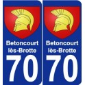 70 Betoncourt-lès-Brotte escudo de armas de la etiqueta engomada de la placa de pegatinas de la ciudad