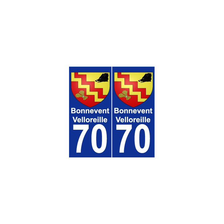 70 Bonnevent-Velloreille escudo de armas de la etiqueta engomada de la placa de pegatinas de la ciudad