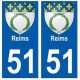51 Reims blason autocollant plaque stickers ville