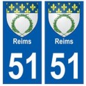 51 Reims escudo de armas de la etiqueta engomada de la placa de pegatinas de la ciudad