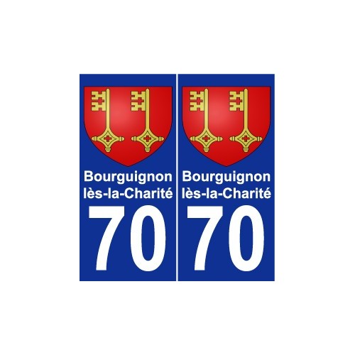 70 Bourguignon-lès-la-Charité escudo de armas de la etiqueta engomada de la placa de pegatinas de la ciudad