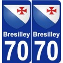 70 Bresilley blason autocollant plaque stickers ville
