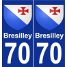 70 Bresilley blason autocollant plaque stickers ville