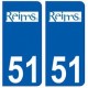 51 Reims logo autocollant plaque stickers ville