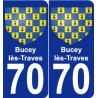 70 Bucey-lès-Traves escudo de armas de la etiqueta engomada de la placa de pegatinas de la ciudad