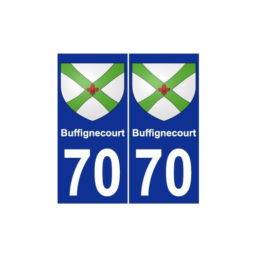70 Buffignecourt escudo de armas de la etiqueta engomada de la placa de pegatinas de la ciudad