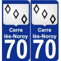 70 Cerre-lès-Noroy escudo de armas de la etiqueta engomada de la placa de pegatinas de la ciudad