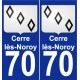 70 Cerre-lès-Noroy escudo de armas de la etiqueta engomada de la placa de pegatinas de la ciudad