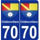70 Châlonvillars escudo de armas de la etiqueta engomada de la placa de pegatinas de la ciudad