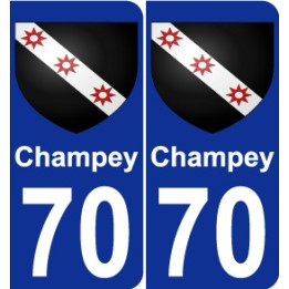 70 Champey escudo de armas de la etiqueta engomada de la placa de pegatinas de la ciudad