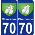 70 Charcenne escudo de armas de la etiqueta engomada de la placa de pegatinas de la ciudad