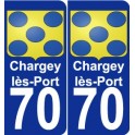 70 Chargey-lès-Port escudo de armas de la etiqueta engomada de la placa de pegatinas de la ciudad