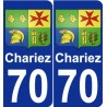 70 Chariez escudo de armas de la etiqueta engomada de la placa de pegatinas de la ciudad
