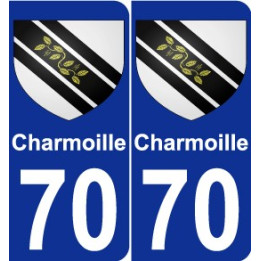 70 Charmoille escudo de armas de la etiqueta engomada de la placa de pegatinas de la ciudad