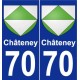 70 Châteney escudo de armas de la etiqueta engomada de la placa de pegatinas de la ciudad