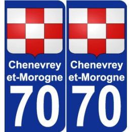 70 Chenevrey-et-Morogne escudo de armas de la etiqueta engomada de la placa de pegatinas de la ciudad