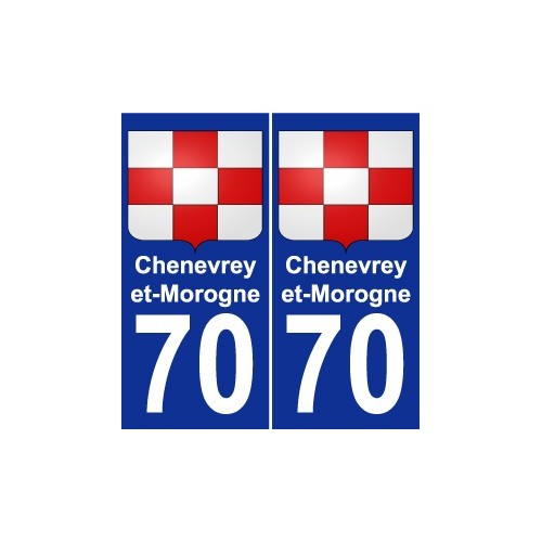70 Chenevrey-et-Morogne escudo de armas de la etiqueta engomada de la placa de pegatinas de la ciudad