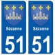 51 Sézanne blason autocollant plaque stickers ville