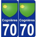 70 Cognières escudo de armas de la etiqueta engomada de la placa de pegatinas de la ciudad