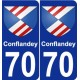 70 Conflandey coat of arms sticker plate stickers city