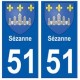 51 Sézanne blason autocollant plaque stickers ville