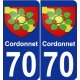 70 Cordonnet coat of arms sticker plate stickers city