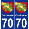 70 Cordonnet coat of arms sticker plate stickers city