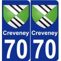 70 Creveney blason autocollant plaque stickers ville