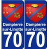 70 Dampierre-sur-Linotte escudo de armas de la etiqueta engomada de la placa de pegatinas de la ciudad