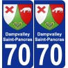 70 Dampvalley-Saint-Pancras escudo de armas de la etiqueta engomada de la placa de pegatinas de la ciudad