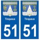 51 Tinqueux blason autocollant plaque stickers ville