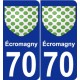 70 Écromagny escudo de armas de la etiqueta engomada de la placa de pegatinas de la ciudad