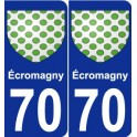 70 Écromagny escudo de armas de la etiqueta engomada de la placa de pegatinas de la ciudad