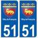 51 Vitry-le-François blason autocollant plaque stickers ville