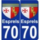 70 Esprels blason autocollant plaque stickers ville