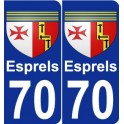 70 Esprels blason autocollant plaque stickers ville