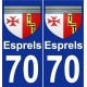70 Esprels blason autocollant plaque stickers ville