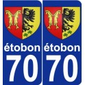 70 étobon blason autocollant plaque stickers ville