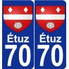 70 Étuz blason autocollant plaque stickers ville