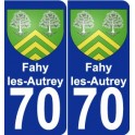 70 Fahy-les-Autrey escudo de armas de la etiqueta engomada de la placa de pegatinas de la ciudad