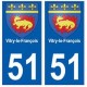 51 Vitry-le-François blason autocollant plaque stickers ville
