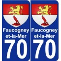 70 Faucogney-et-la-Mer escudo de armas de la etiqueta engomada de la placa de pegatinas de la ciudad