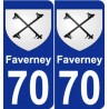 70 Faverney escudo de armas de la etiqueta engomada de la placa de pegatinas de la ciudad