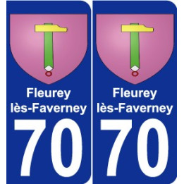 70 Fleurey-lès-Faverney escudo de armas de la etiqueta engomada de la placa de pegatinas de la ciudad