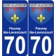 70 Fleurey-lès-Lavoncourt escudo de armas de la etiqueta engomada de la placa de pegatinas de la ciudad