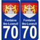 70 Fontaine-lès-Luxeuil escudo de armas de la etiqueta engomada de la placa de pegatinas de la ciudad