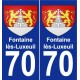 70 Fontaine-lès-Luxeuil escudo de armas de la etiqueta engomada de la placa de pegatinas de la ciudad