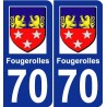 70 Fougerolles escudo de armas de la etiqueta engomada de la placa de pegatinas de la ciudad