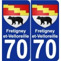 70 Fretigney-et-Velloreille escudo de armas de la etiqueta engomada de la placa de pegatinas de la ciudad