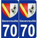 70 Genevreuille escudo de armas de la etiqueta engomada de la placa de pegatinas de la ciudad